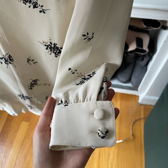 ALC Sana Flounce Hem Dress 100% Silk Floral - Picture 12 of 12